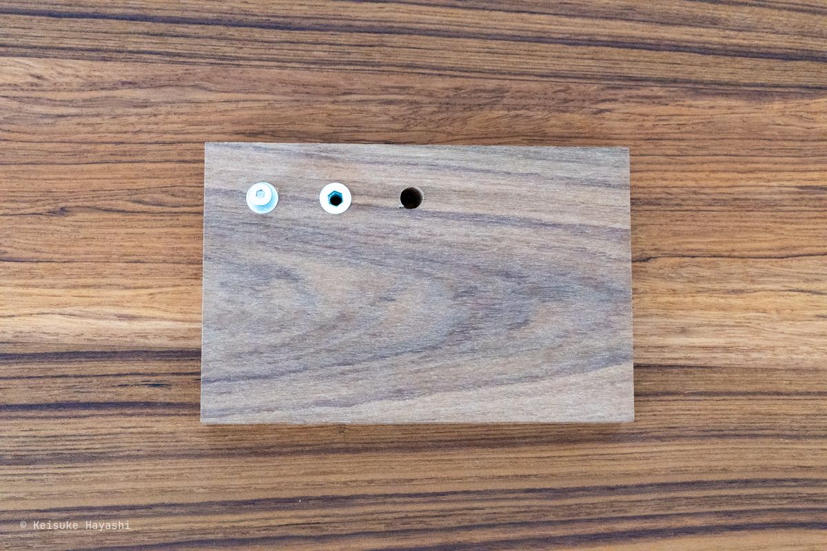 鬼目ナットを埋め込む練習台