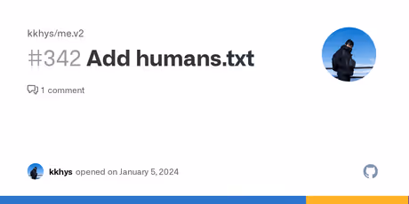 Add humans.txt · Issue #342 · kkhys/me.v2のカバー画像